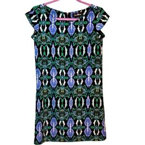 Sam Edelman Green, Blue & Black Geometric Snake Print Shift Dress‎ SIze XS